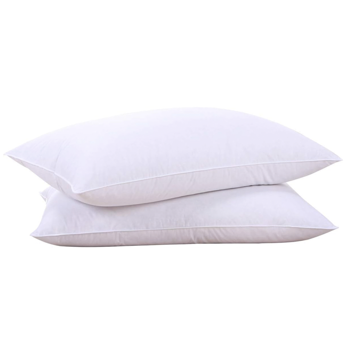 Puredown Goose Feather Pillow White Down Pillow Bed Pillows for Sleeping 100% Cotton Fabric Cover Set of 2 Standard White