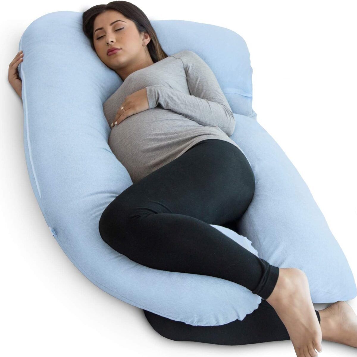 PharMeDoc Pregnancy Pillow, U-Shape Full Body Pillow and Maternity Support with Detachable Extension - Support for Back, Hips, Legs, Belly for Pregnant Women